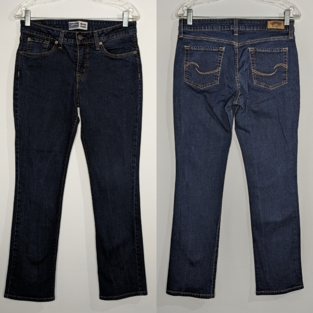 Levis blue mid rise straight denim jean misses 10 short